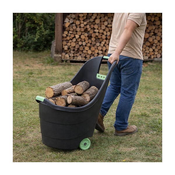 KZ GARDEN - Chariot de jardin 62L 2 roues - Transport Bois, Terreau, Plantes Trolley Plastique robuste recyclé Noir KZ GARDEN - large