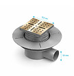 AURLANE - Bonde à sortie HORIZONTALE pour receveur à carreler RAINY - Grille Inox Dorée - vignette
