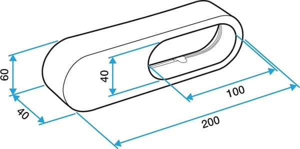 ALDES - Réduction Minigaine pour conduits rigides PVC - 60 x 200mm - large