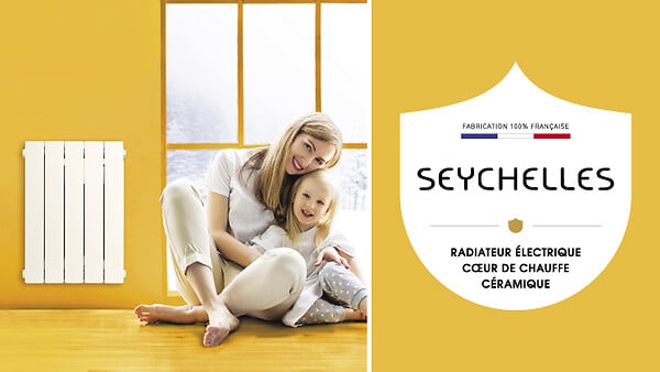 UNIV'R CHAUFFAGE - Radiateur électrique à inertie céramique Seychelles Comfort - Blanc - 1000W - large