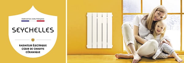 UNIV'R CHAUFFAGE - Radiateur électrique à inertie céramique Seychelles Comfort - Blanc - 1500W - large