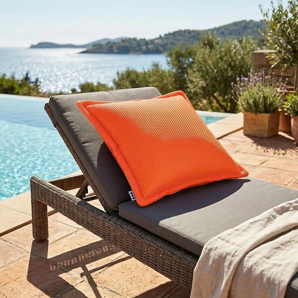 SOO  SANTAI - Coussin piscine flottant 65 × 65 × 25 cm intérieur / extérieur SANS billes de polystyrène – Orange (CF6565-6) - large