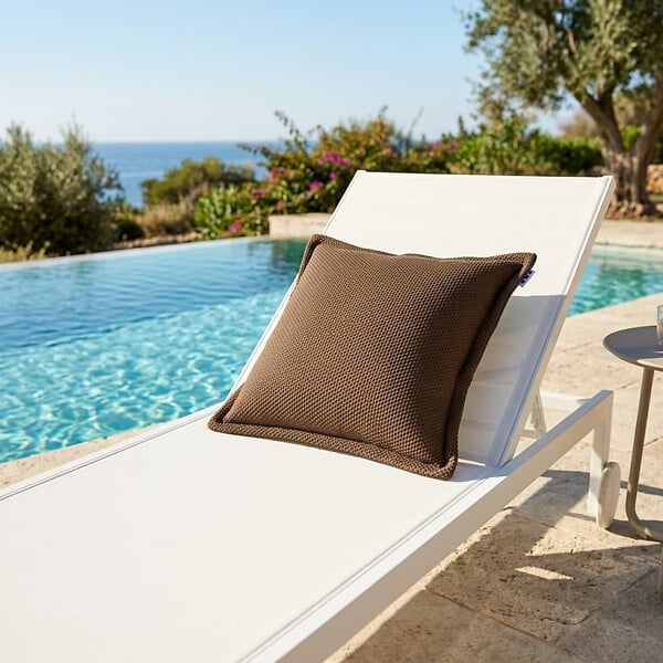 SOO  SANTAI - Coussin piscine flottant 45 × 45 × 25 cm intérieur / extérieur SANS billes de polystyrène – Brun (SCF4545-5) - large
