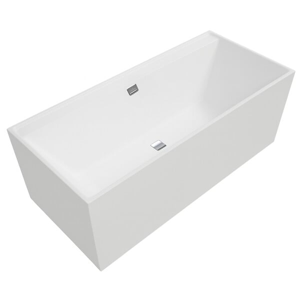 VILLEROY ET BOCH - Baignoire droite 160 X 75  Collaro acrylique stone white trop plein chrome - large