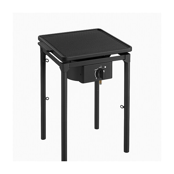 INTEC - Réchaud à Gaz 1 feu Barbecue grill 4,5kW 2en1 Bruleur fonte + Plaque Grill Fonte 40×40cm 3 hauteurs modulables Piezo INTEC - large