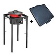 INTEC - Réchaud à Gaz 1 feu Barbecue grill 4,5kW 2en1 Bruleur fonte + Plaque Grill Fonte 40×40cm 3 hauteurs modulables Piezo INTEC - vignette