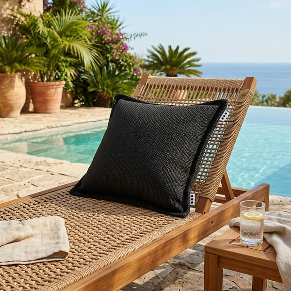 SOO  SANTAI - Coussin piscine flottant 65 × 65 × 25 cm intérieur / extérieur SANS billes de polystyrène – Noir (CF6565-7) - large