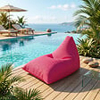 SOO  SANTAI - Pouf piscine XL flottant 140x120x90 cm extérieur piscine terrasse jardin SANS billes Rose (LBF140120-3) - vignette