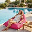 SOO  SANTAI - Pouf piscine XL flottant 140x120x90 cm extérieur piscine terrasse jardin SANS billes Rose (LBF140120-3) - vignette