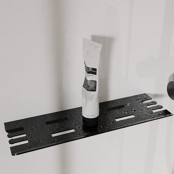 AURLANE - Cabine de Douche Rectangle 115x90 - Colonne Thermostatique Noire et Receveur Bas Effet Pierre - large