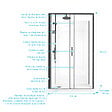 AURLANE - Cabine de Douche Rectangle 115x90 - Colonne Thermostatique Noire et Receveur Bas Effet Pierre - vignette