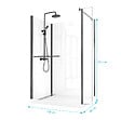 AURLANE - Cabine de Douche à l'Italienne 120x90 - Colonne Thermostatique Noire et Receveur Bas Effet Pierre - vignette