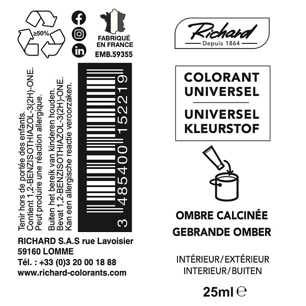 Colorant universel - 25ml - Ombre calcinée - large