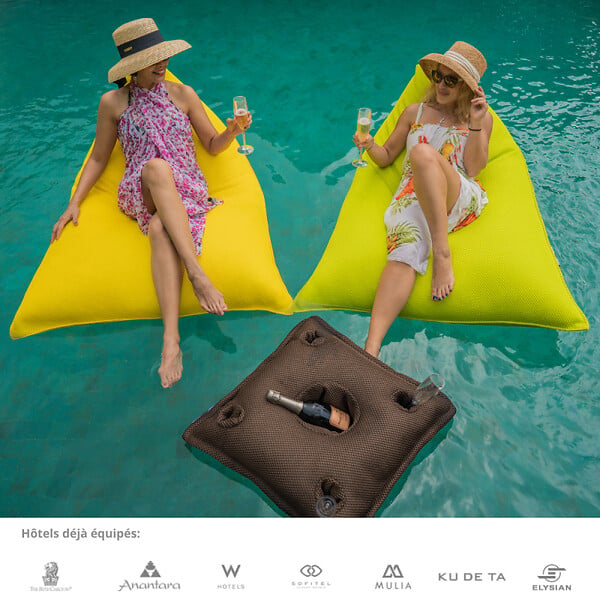SOO  SANTAI - Soo Santaï Coussin bar piscine flottant avec porte-verres 75 × 75 × 25 cm extérieur SANS billes – Brun (PPF7575-5) - large