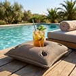 SOO  SANTAI - Coussin bar piscine flottant avec porte-verres 75 × 75 × 25 cm extérieur SANS billes – Gris (PP757525-1) - vignette