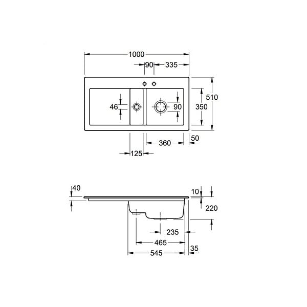 VILLEROY ET BOCH - Evier 1 bac et demi  Subway Pure 60 100 x 51 égouttoir à gauche céramique sans vidage blanc + Egouttoir déroulable - large