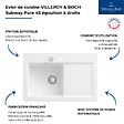 VILLEROY ET BOCH - Evier 1 bac avec egouttoir a droite  Subway Pure 45 78 x 51 cm Blanc vidage automatique inclus - vignette