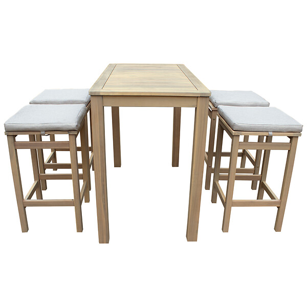 HAPPY GARDEN - Mange debout ARUBA en acacia 4 places - coussins sable - large