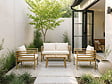 HABITAT ET JARDIN - Salon de jardin en bois avec coussins inclus "Beckham" - 4 places - Beige - vignette