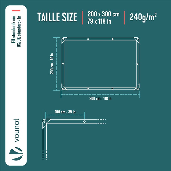 VOUNOT - Bâche de Protection en Polyéthylène resistant et impermeable 240g/m² bleu 2x3m - large
