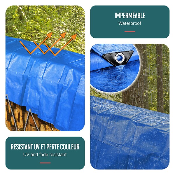 VOUNOT - Bâche de Protection en Polyéthylène resistant et impermeable 240g/m² bleu 2x3m - large