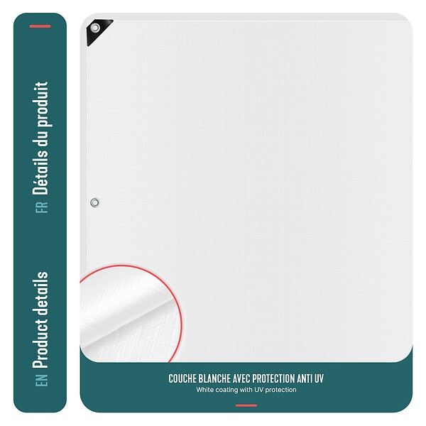 VOUNOT - Bâche de Protection en Polyéthylène resistant et impermeable 240g/m² blanche 1.5x6m - large
