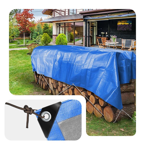 VOUNOT - Bâche de Protection en Polyéthylène resistant et impermeable 180g/m² bleu 3x5m - large
