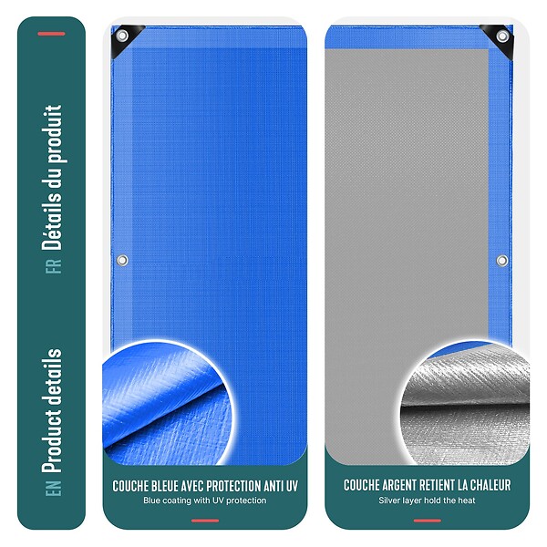 VOUNOT - Bâche de Protection en Polyéthylène resistant et impermeable 180g/m² bleu 3x5m - large