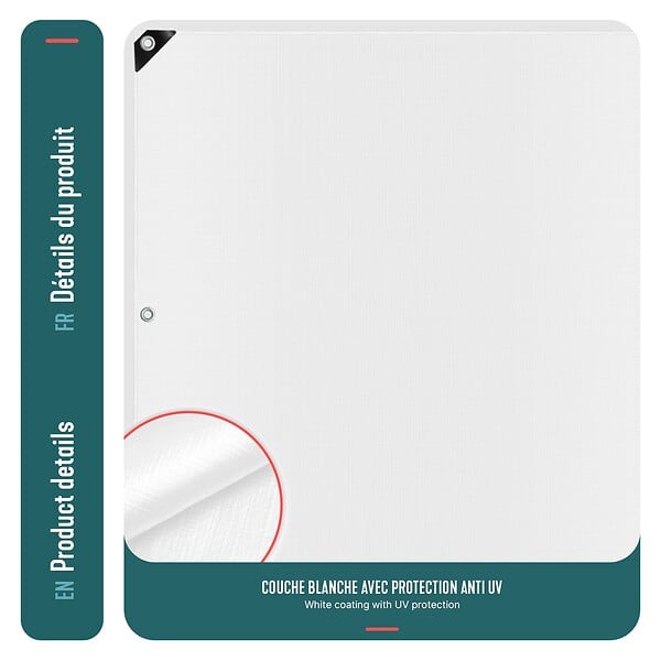 VOUNOT - Bâche de Protection en Polyéthylène resistant et impermeable 180g/m² blanche 3x5m - large