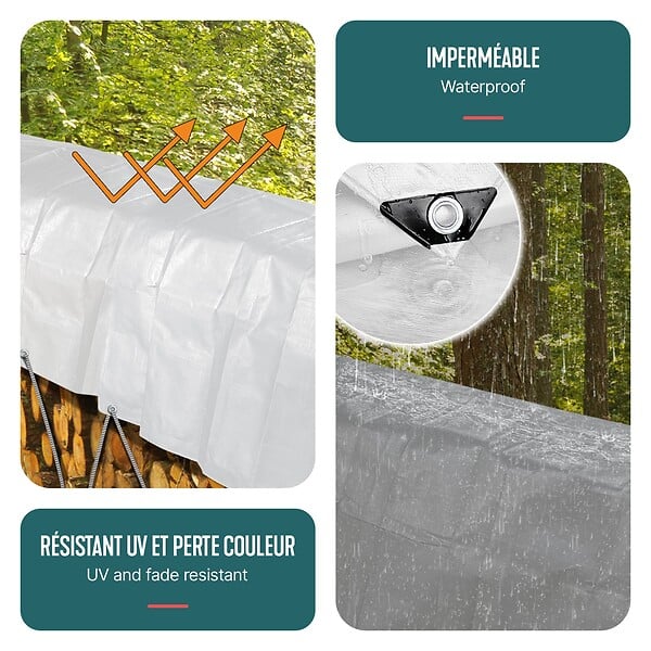 VOUNOT - Bâche de Protection en Polyéthylène resistant et impermeable 240g/m² blanche 3x4m - large