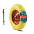 VOUNOT - Roue increvable 4.80/4.00-8 en PU pour brouette diable alesage 20mm 392x92 mm Jaune - vignette