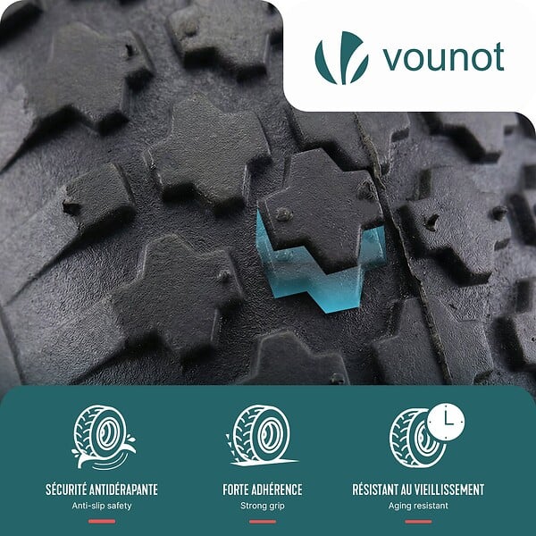 VOUNOT - Lot de 4 Roue gonflable robuste 4.80/4.00-8 pour chariot brouette alesage 20mm 400x85mm rouge - large