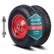 VOUNOT - Lot de 2 Roue gonflable robuste 4.80/4.00-8 pour chariot brouette alesage 20mm 400x85mm rouge - vignette