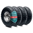 VOUNOT - Lot de 4 Roue gonflable robuste 3.5-4 pour chariot brouette alesage 16mm 260x85mm metal - vignette