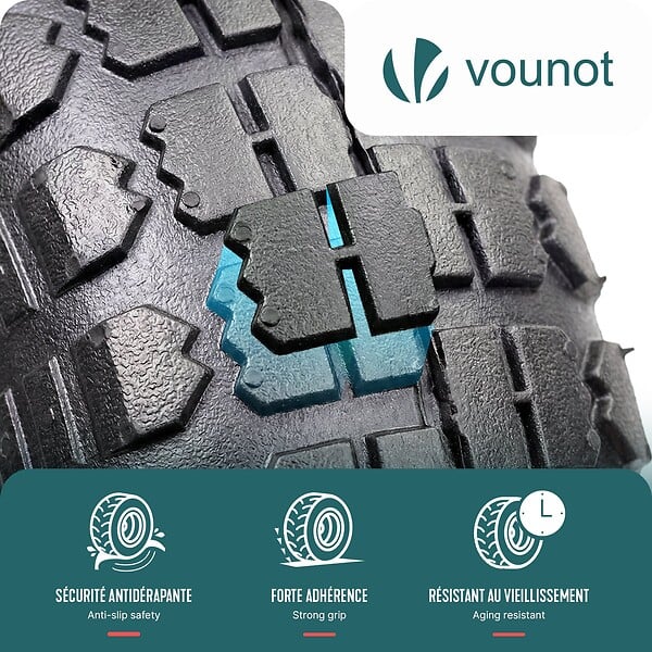 VOUNOT - Lot de 4 Roue gonflable robuste 3.5-4 pour chariot brouette alesage 16mm 260x85mm metal - large
