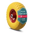 VOUNOT - Roue increvable 3.5-4 en PU pour brouette diable alesage 16mm 260x85mm Jaune - vignette