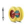 VOUNOT - Lot de 2 Roue increvable 4.80/4.00-8 en PU pour brouette diable alesage 20mm 392x92 mm Jaune - vignette