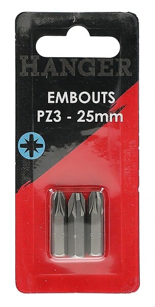 HANGER - Carte de 3 embouts cruciformes PZ3 longueur 25mm - HANGER - 133023 - large