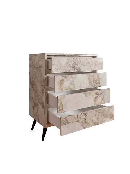 HABITAT ET JARDIN - Commode en bois "Suvera" - 70 x 40 x 86 cm - Beige marbré - large