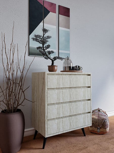 HABITAT ET JARDIN - Commode en bois "Suvera" - 70 x 40 x 86 cm - Travertin - large