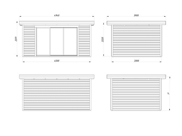 WHITE WOOD - Studio de jardin en bois Lydia bois épicéa - Gris - L.494xH.237xP.390cm - large