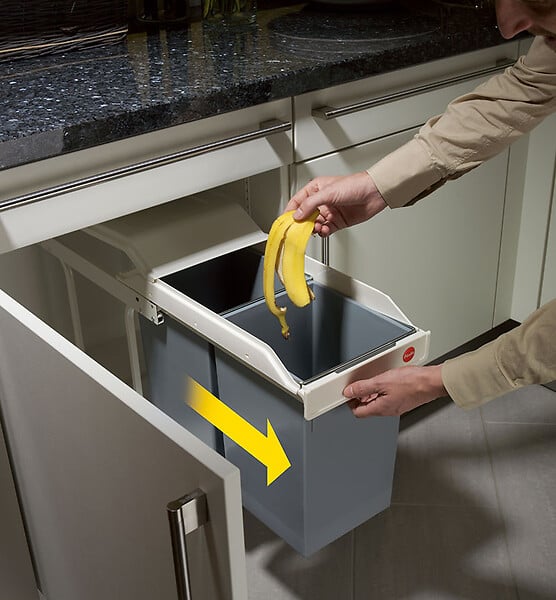 HAILO - Poubelle de cuisine tri sélectif 2 bacs encastrable 30L (14+14) Hailo Multi-Box Duo L - large