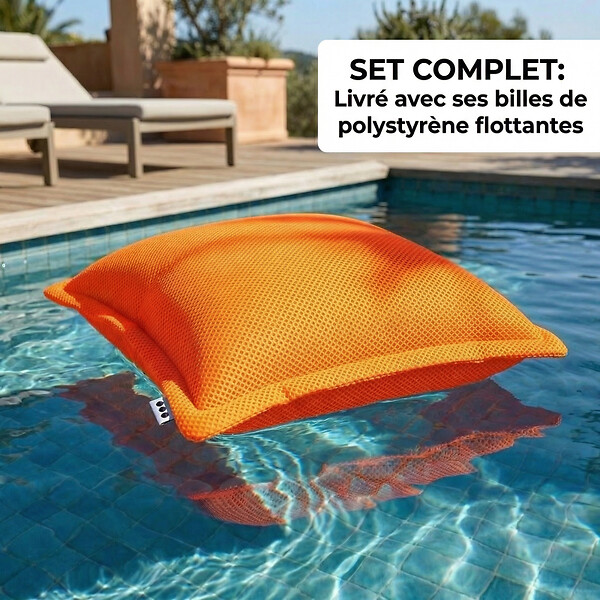 SOO  SANTAI - Coussin piscine flottant 65x65 cm orange – billes incluses (à remplir) – intérieur / extérieur (CF6565-6-SET) - large