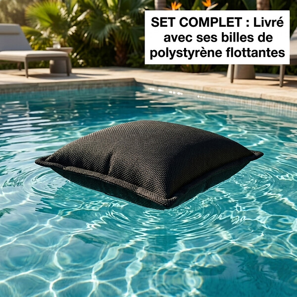 SOO  SANTAI - Coussin piscine flottant 65x65 cm noir – billes incluses (à remplir) – intérieur / extérieur (CF6565-7-SET) - large