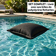 SOO  SANTAI - Coussin piscine flottant 65x65 cm noir – billes incluses (à remplir) – intérieur / extérieur (CF6565-7-SET) - vignette