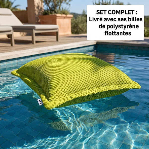 SOO  SANTAI - Coussin piscine flottant 65x65 cm vert – billes incluses (à remplir) – intérieur / extérieur (CF6565-2-SET) - large