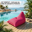 SOO  SANTAI - Pouf piscine XL flottant 140x120 cm rose – billes incluses (à remplir) – intérieur / extérieur (LBF140120-3-SET) - vignette