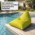 SOO  SANTAI - Pouf piscine XL flottant 140x120 cm vert – billes incluses (à remplir) – intérieur / extérieur (LBF140120-2-SET) - vignette
