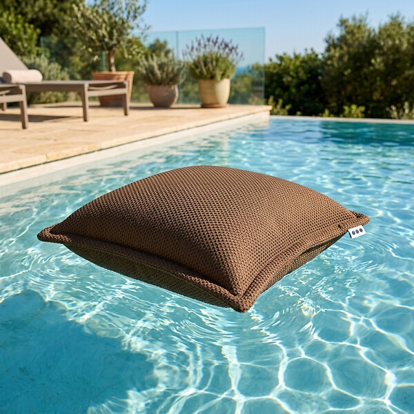 SOO  SANTAI - Coussin piscine flottant 45x45 cm brun – billes incluses (à remplir) – intérieur / extérieur (SCF4545-5-SET) - large