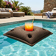 SOO  SANTAI - Coussin piscine flottant porte-verres 75x75 cm brun – billes incluses (à remplir) – intérieur / extérieur (PPF7575-5-SET) - vignette